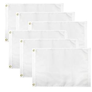 Flagolden Solid White Flag  6 Pack Nylon Small Blank Plain White Flags Heavy Duty DIY Flags to Create Your Own Custom Banner