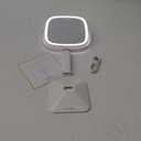 Gospire Rectangle Lighted Makeup Mirror with Lights and 1X/7X Magnifying Mirror, Height Adjustable and 4000mAh Rechargeable for Bedroom, 8.5x7.4 Large Surface, Stepless Dimming - White