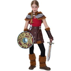 Spooktacular Creations Halloween Child Girl Viking Dragon Trainer Costume, Kids Renaissance Outfit for Holiday Dress Up Party (Small(5-6 yrs))