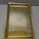 I00000 6 Pack Gold Glitter Plastic Serving Tray, 15" x 10" Crooked Food Trays, Clear Disposable Serving Platter for Parties, Weddings
