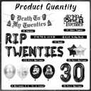 Death to My 20s Decorations, Rip to My 20s Birthday Decorations Party Supplies Set with Banner Sash Cake Topper Balloons, 30th Birthday Gothic Theme Party Decor for Women Men