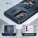 Compatible with Samsung Galaxy A36/A56 5G Case with Slide Camera Cover+Screen Protector+Metal Rotated Kickstand,Tough Hybrid Heavy Duty Shockproof Protective Phone Cover,2025 Blue
