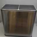 SONGMICS Trash Can, 2 x 10.6 Gallon (2 x 40 L) Garbage Can for Kitchen, with 15 Trash Bags, 2 Compartments, Plastic Inner Buckets and Hinged Lids, Airtight, Silver and Black ULTB730E80 (Silver + Black)