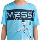 Messi Boys' Lifestyle Short Sleeve Top, Loose-fit Shirt with Logo, Comfortable (7, Air Blue)