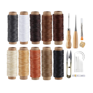 ilauke Leather Sewing Kit 31Pcs Waxed Thread Leather Stitching Kit with Sewing Awl Upholstery Repair Kit Working Tools&Supplies Hand Stitching for DIY Beginner, Shoes Repair Book Binding