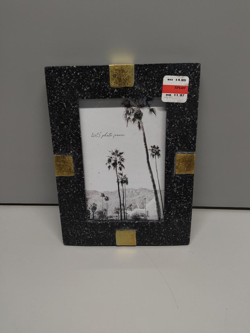 Black Glitter Picture Mirror Glass Bling Glass Photo Frame with Silver Sparkle Mix Photo Frame  4x6 Black & Gold Photo Frame