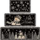 Drydiet 3 Pcs Winter Kitchen Rugs Non Slip Winter Floor Mat Snowman Kitchen Floor Hallway Laundry Sink and Bathroom, 20"x32" 20"x47", 20"x59"