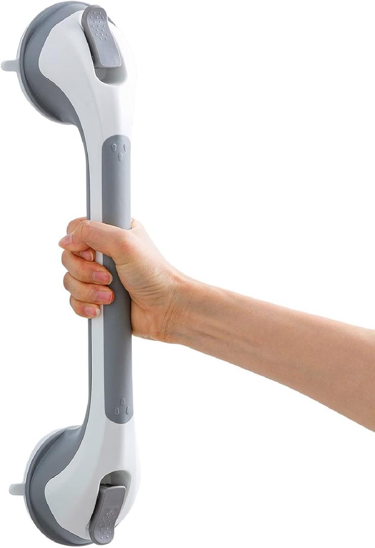 TAILI Shower Grab Bar 16 Inch Suction Cup Grab Bars for Bathroom, Removable Shower Safety Handle Heavy Duty Bathtub Grip for Seniors & Elderly, Strong Handrails No Drilling Waterproof, Grey