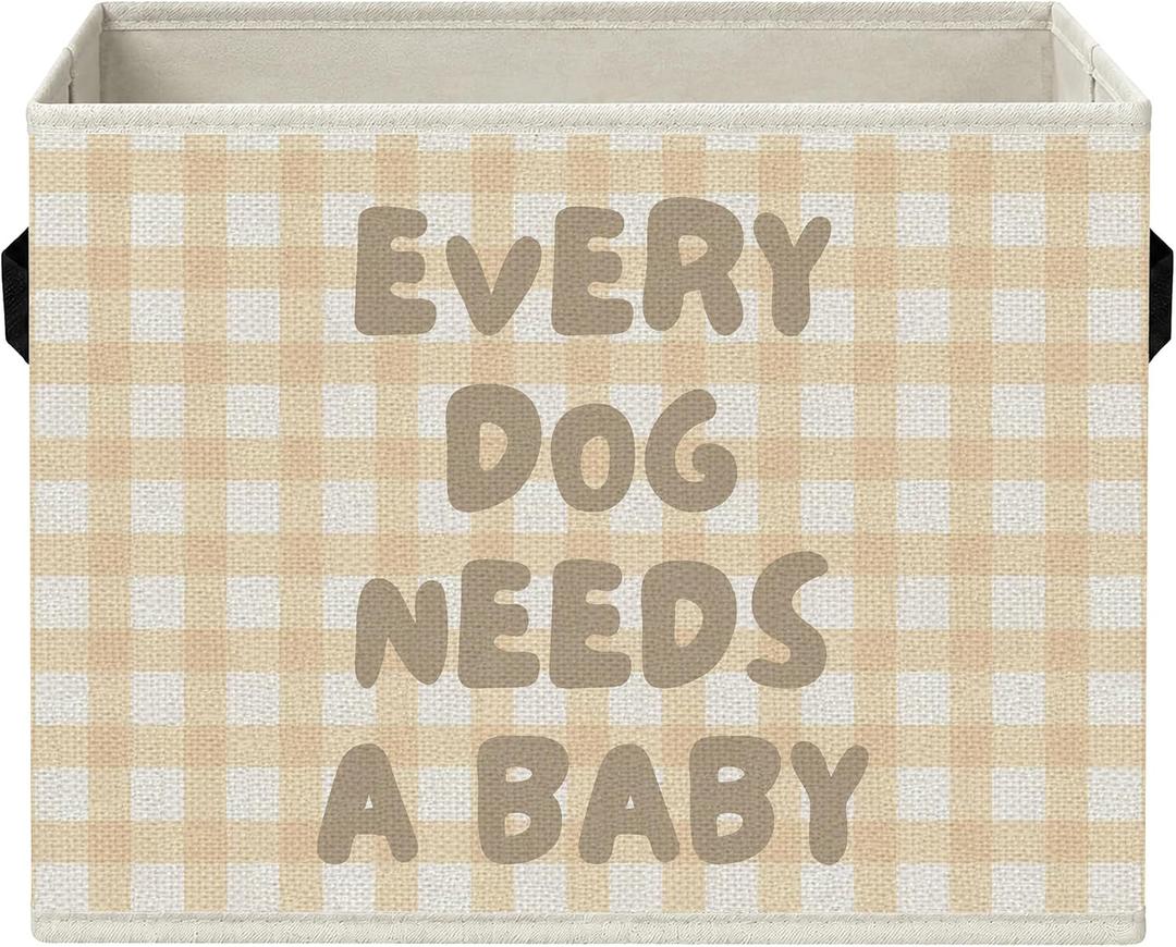 Dog Nursery Storage Bins with Handles, Every Dog Needs a Baby Shower Reveal Foldable Collapsible Storage Basket Organizer for Newborn Boys Girls Room Bedroom Bathroom Books Clothes