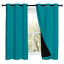 NICETOWN Peacock Teal 100% Blackout Lined Curtains, 2 Thick Layers Completely Blackout Window Treatment Panels Thermal Insulated Drapes for Kitchen (1 Pair, 42" Width x 63" Length Each Panel)