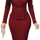 Women's Church Dresses Work Business Dress Bodycon Sleeve Sexy Neck Red Pencil Dresses