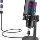 ZealSound USB Microphone for iPhone iPad Phone PC,RGB Gaming Microphone with Full Metal,Mute,Pop Filter,Gain for Podcasting,Streaming,YouTube,Voice Over (Stand)