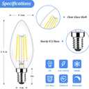 Brightever E12 Candelabra LED Light Bulbs 60 Watt Equivalent, 620 Lumen 6W C32 B11 Clear LED Filament Candle Bulbs, Dimmable Daylight White 5000K Chandelier Light Bulbs for Ceiling Fan, Pack of 5