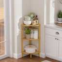 3 Tier Bamboo Corner Shelf, Storage Stand with Adjustable Feet, Small Space Corner Bookcase, Outdoor Plant Stand, Space-Saving Organizer for Bathroom Kitchen Living Room