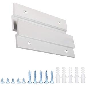 French Cleat Picture Hanger 4 Inches - 2 Pairs - Aluminum Z Hanger Supports 50lbs - Interlocking Wall Mounting Bracket Hardware Kit for Hanging Mirrors, Picture, Shelf, Whiteboard, Art, Frames