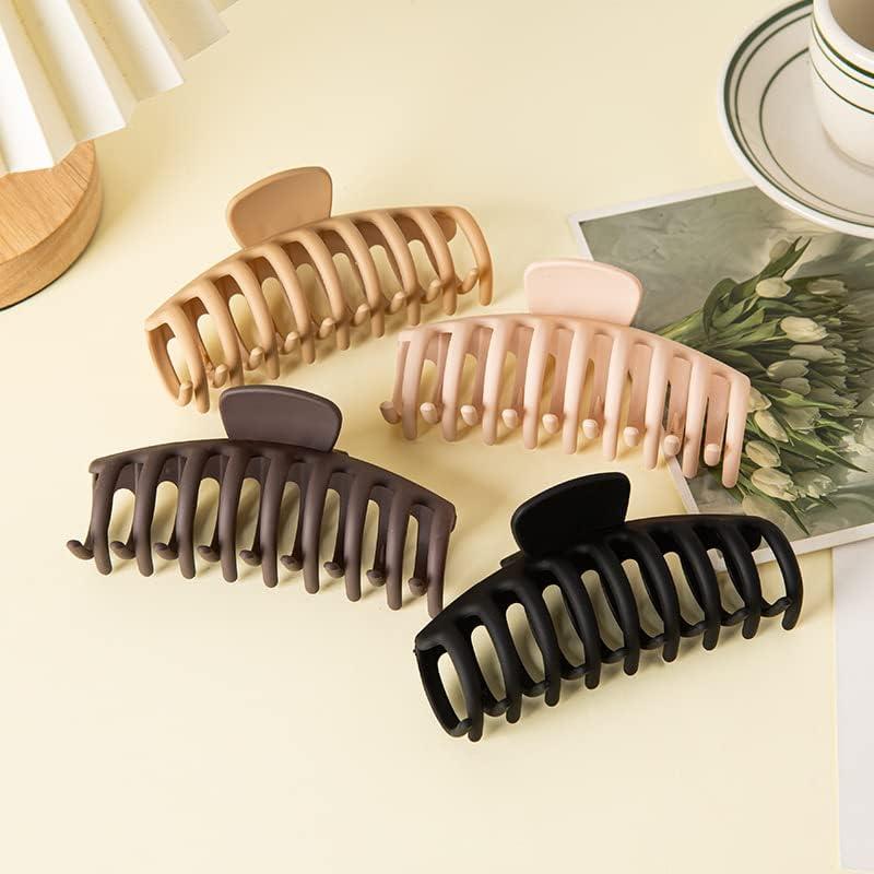 Large Hair Clip is Suitable for Women's Thick Hair Claw Clip Rubber Paint Hairpin Banana Clip Makeup Bath Antiskid Clip(Four Piece Suit,Painting Effect)
