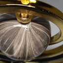 Modern Sculpture Decor, Abstract Metal Globe Art on Rectangle Stand - Black & Gold Home Office Decor for Living Room, Desk, Shelf, Elegant Gift Idea