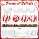 Tuanse 12 Pcs Candy Christmas Decorations Paper Lanterns DIY Ornaments Set with 8 Inch Paper Lanterns 6.6 ft Christmas Garland and Tools for Holiday Xmas Indoor Outdoor Decor(Red White Candy)