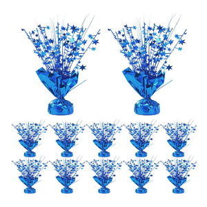 12 Pack Blue Metallic Foil Spray Centerpiece Star Table Decoration Burst Table Centerpieces for Birthday New Year Wedding Anniversary Graduation Party Supply (Blue)