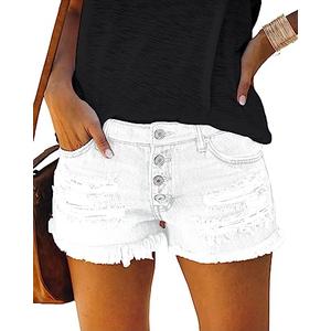 MIFOCAL Women's Ripped Denim Jean Shorts High Waisted Cotton Ladies Shorts Size XL