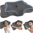 Pain Relief Cervical Pillow for Neck Support, Adjustable Ergonomic Pillow Cozy Sleeping, Odorless Orthopedic Memory Foam Pillows, Contour Bed Pillow for Side Back Stomach Sleeper (Queen Size-24.8''Lx14.96''Wx5.78''H, Grey&grey)