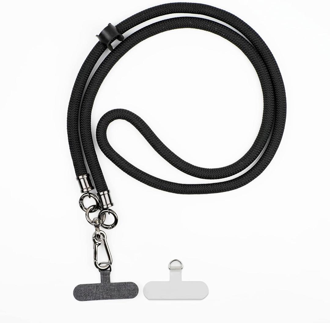 Cell Phone Lanyard Strap Crossbody with 2pcs Phone Tether Pads, Black