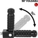 Motorcycle Universal M8 Foot Pegs CNC Foldable & Anti-Skid 90 Degree Motorbike Pegs Fits for Super 73, Bicycle, Mini Bike, Electric Motor, ATVs, UTVs, Go Karts, Quads, Scooters Black