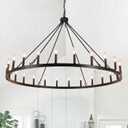 ANKYLHUA 52 inches Black Wagon Wheel Chandelier- 24 Light Large Farmhouse Chandelier Industrial Rustic Dining Room Light Fixture Round High Ceiling Pendant Light for Living Room Entryway Foyer