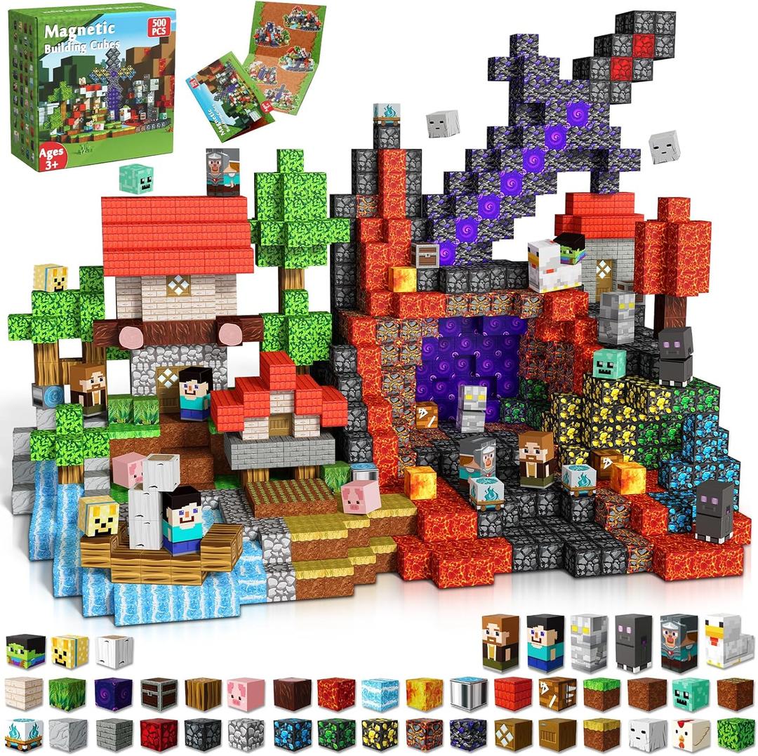 500 PCS 0.8in Magnetic Blocks - Magnet Toys for Kids, Boys and Girls, Magnetic Building Blocks Cubes, Stacking Magnets for Kids, Birthday Gifts for Boys and Girls Age 3+ Years Old