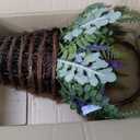 National Tree Company Artificial Hanging Wall Basket, Wicker Base, Decorated with Astilbe Flowers, Ferns, Leafy Greens, Spring Collection, 20 Inches