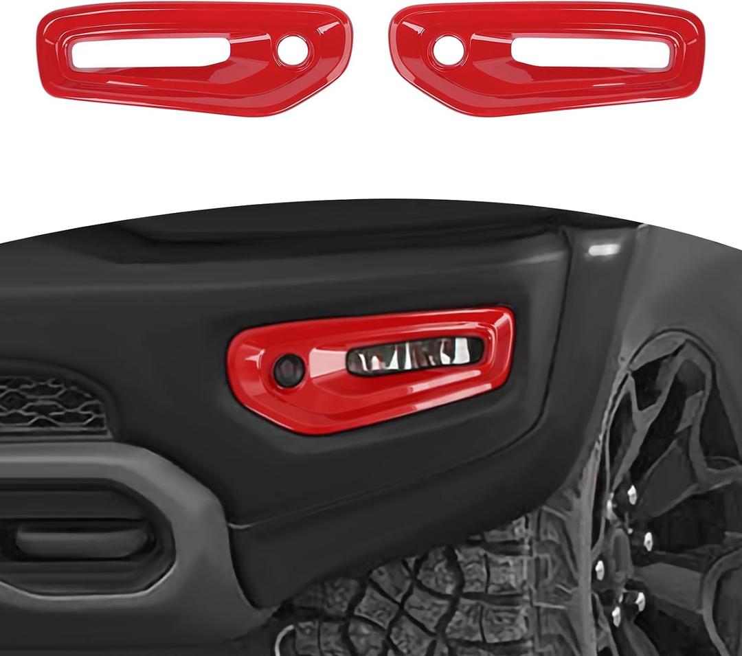 for RAM TRX Front Fog Lamps Cover Trim Fit for RAM TRX 2018-Present Red Exterior Accessories 2pcs