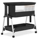 Dream On Me Calypso Portable Bassinet with Wheels, Adjustable Height Bedside Sleeper, Foldable Baby Bassinet with Breathable Mesh Sides, Foam Mattress, Easy Mobility & Travel-Friendly Design - Black