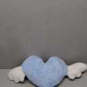 1 Pack Heart Shaped Cute Car Headrest Pillow with Angel Wings - Comfortable Soft Head Rest Cushion Kawaii Car Accessories Neck Pillow for Driving Travelling Office Home Decor - Light Blue Love Heart