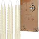 Beeswax Taper Candles,Spiral Taper Candle White Unscented Twisted Candlesticks 10 Inch Smokeless Candle Stick for Wedding Dinner Decor Creative Gift 4PCS