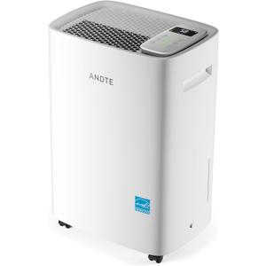 ANDTE 80 Pints Energy Star Dehumidifier for Basement and Home, 5500 Sq.Ft Large Room Dehumidifiers with Drain Hose for Bathroom Living room, Smart Humidity Control, Touch Control Panel, Memory Restar