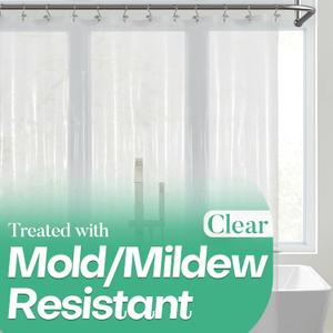 2 x Mrs Awesome Clear Shower Curtain Liner with 3 Magnets, 72x72 Premium Flexible Sturdy Plastic Shower Curtain for Bathroom Lightweight, Waterproof, Clear
