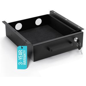 Under Desk Drawer Slide-Out Lockable Metal Storage Drawer with Cable Management for Office & Home (Single, Non-Bracketed)