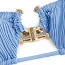 ZAFUL Women's Sexy Cutout Bikini Set High Cut Textured Metal Ring Cheeky Swimsuit Two Piece Bathing Suit (Blue, L)