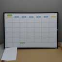 JILoffice Dry Erase Calendar Whiteboard - Magnetic White Board Calendar Monthly 36 X 24 Inch, Black Aluminum Frame Wall Mounted Board for Office Home and School