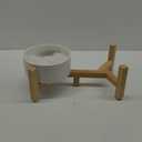 Elevated Ceramic Dog Bowl Set - Raised Dog Bowls with Non-Slip Bamboo Stand - Dog Food and Water Bowl Set - Double Dog Feeding Bowls - Suitable for Small and Medium Dogs - 28.74 OZ - 3.6 CUPS - 850 ML (White)