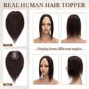 Rich Choices Hair Toppers for Women Real Human Hair 100% Human Remy Toppers NO Bangs for Women with Thinning on Top Clip in Hairpiece 4"x4.7"Lace Base 8 Inch #2 Dark Brown