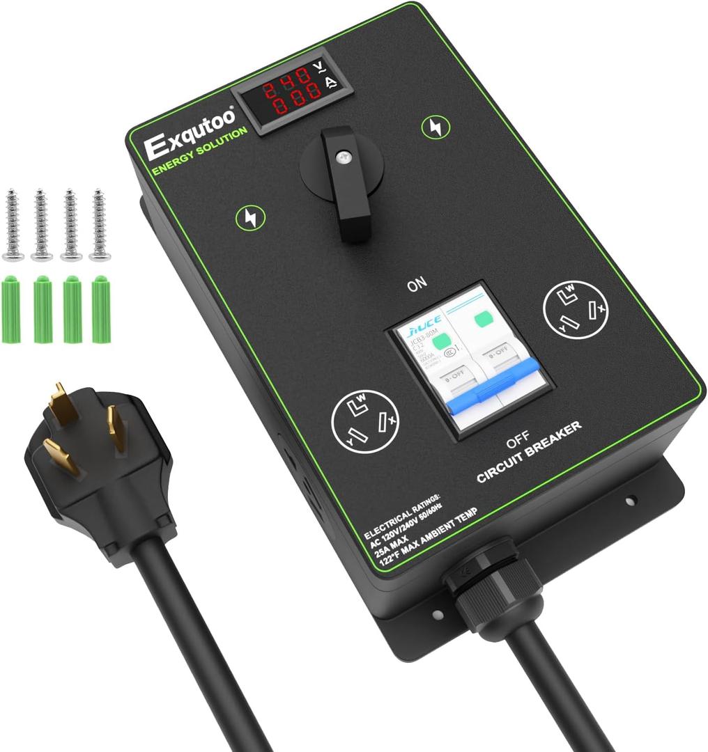 Manual Splitter Switch with Breaker, 3 Prong NEMA 10-30 Dual Socket Knob Selection Switch, 120/240 VAC Selective Charging Switch, Ideal for Ovens, EV, Dishwashers, Garbage Disposal