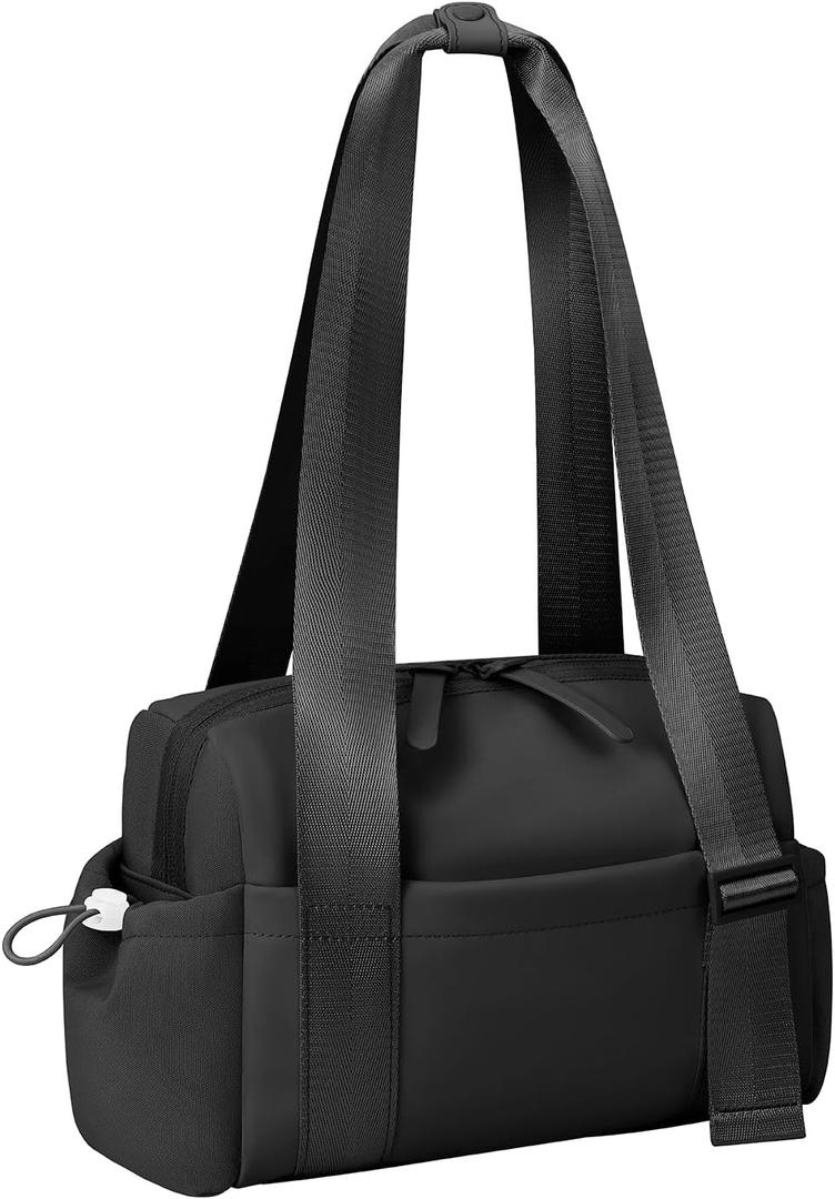 Mini Gym Bag for Women Girls Small Gym Tote Bag with Wet Compartment Waterproof Travel Duffle Bag Cute Workout Sport Bag (Black-12in)