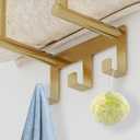 Towel Rack with Metal Shelf and 3 Hooks, Bethom Towel Racks for Bathroom Wall Mounted, Metal Gold Bath Towel Holder Storage Wall for Small Bathroom
