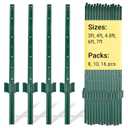 Metal Fence Posts, 3 FT Green Heavy Duty U Posts - 10 Packs, No Dig T Posts for Fences Wire Mesh, Perfect for Temporary Fencing, Electric Fence Wire, Corner Anchor