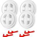 Novabright 4 Pcs 5 Gallon Bucket Lids with 4 Lid Openers 12 Inch Leak-proof Food Plastic Screw Top Seal Lids for Pet Food Storage, Chicken Feed Containers, and Paint Storage(White)