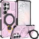 for Samsung Galaxy S26 Ultra Case, [360 Spin Magnetic Stand] [Compatible with MagSafe], Military Grade Protective S26 Ultra Case with Kickstand & Ring Holder, Pink