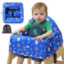 Baby High Chair Cover Restaurant with 3-Point Harness,Portable High Chair Covers for Travel,Dining Out,Waterproof and Machine Washable,Inner Padded,Fits Wooden High Chairs,Blue