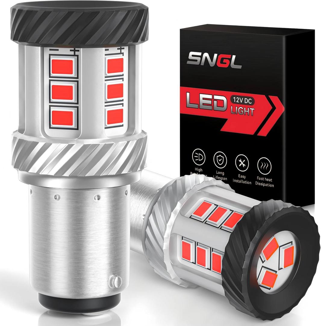 SNGL 2026 Upgraded 1157 LED Bulb Red for Brake Lights Tail Lights, 600% Brightness, Super Bright 1157A 2057 2357 7528 LED Replacement light Bulb for Tail Brake Parking Stop Lights, Pack of 2