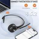 TECKNET Wireless Headset, Bluetooth Headphones with Noise Cancelling Microphone for Trucker, Hand Free Wireless Headset with Mute Mic